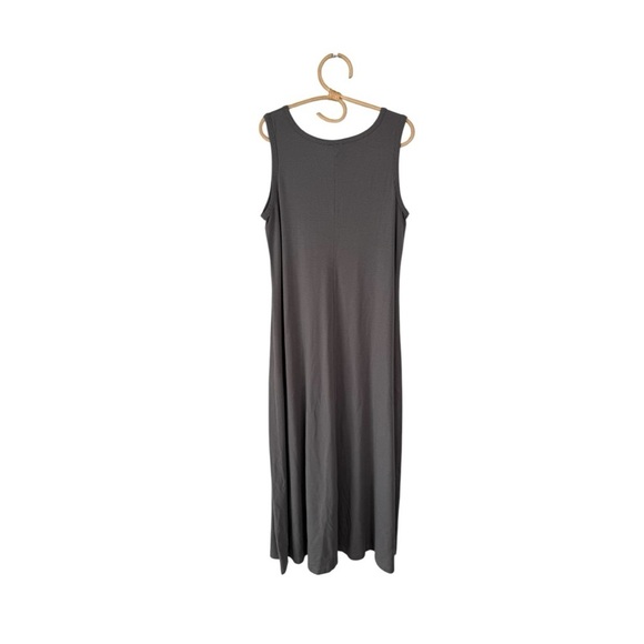 J Jill Pima Cotton Scoop Neck Tank Dress in Grey Lagenlook Swing Minimalist NWOT - Picture 2 of 11